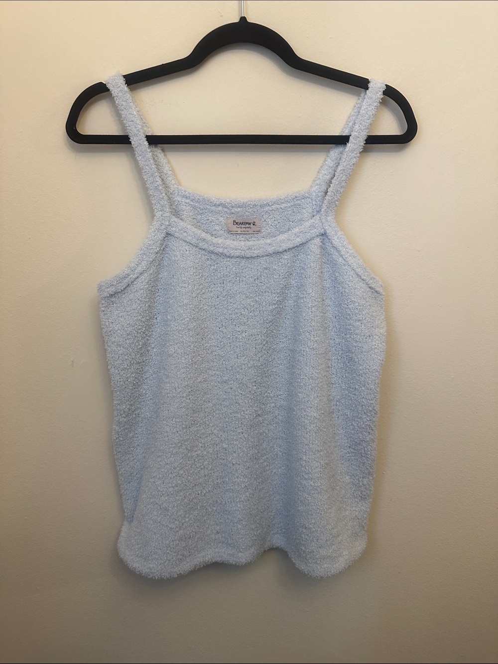 BearPaw Light Sky Blue Fuzzy Soft Knit Tank Top Sz XL Comfy Lounge Casual